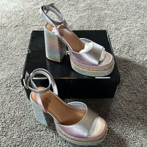 Torrid Double Platform rainbow sandal heels 🌈